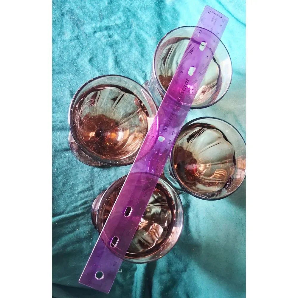 Vtg Noritake Provincial Brown Paneled Water Glass Goblet 70s 80s Set of 4